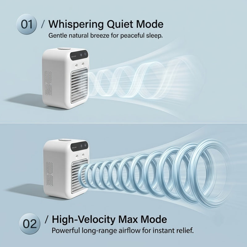 Portable Misting Desk Fan, 500ml Evaporative Air Cooler with Smart Touch Screen & 2 Speeds