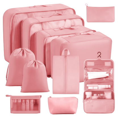 Water-Resistant Travel Packing Cubes Set - Luggage Organizers with Hanging Toiletry Bag & Shoe Pouches