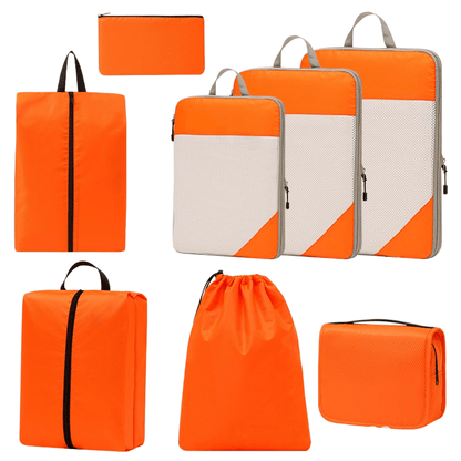 Compression Travel Packing Cubes & Organizer Set - Water-Resistant Ripstop Nylon
