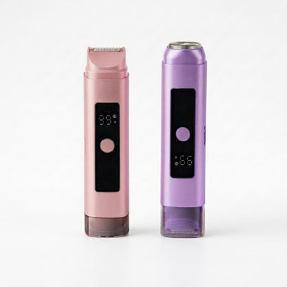 2-in-1 Women's Electric Shaver and Bikini Trimmer - IPX6 Waterproof Wet/Dry Razor with LED Display & Type-C Charging