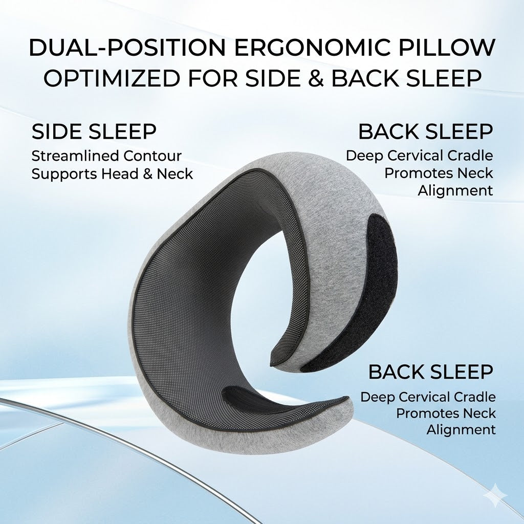 Ergonomic High-Density Memory Foam Travel Neck Pillow with 360° Support, Breathable Mesh & Travel Pouch