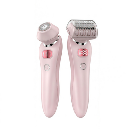 Women's 2-in-1 Electric Shaver & Trimmer Set, IPX7 Waterproof, LED Display, USB Rechargeable
