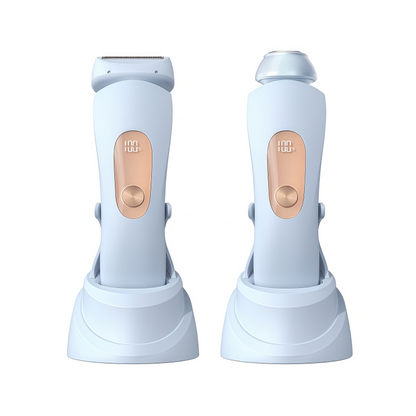 Women's 2-in-1 Rechargeable Electric Shaver & Hair Trimmer with LED Display, IPX7 Waterproof - Pink