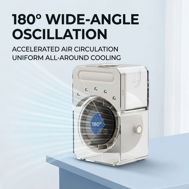 Portable Desktop Air Cooler & Humidifier – 500ml Top-Fill Tank, 100 Speed Stepless Adjustment