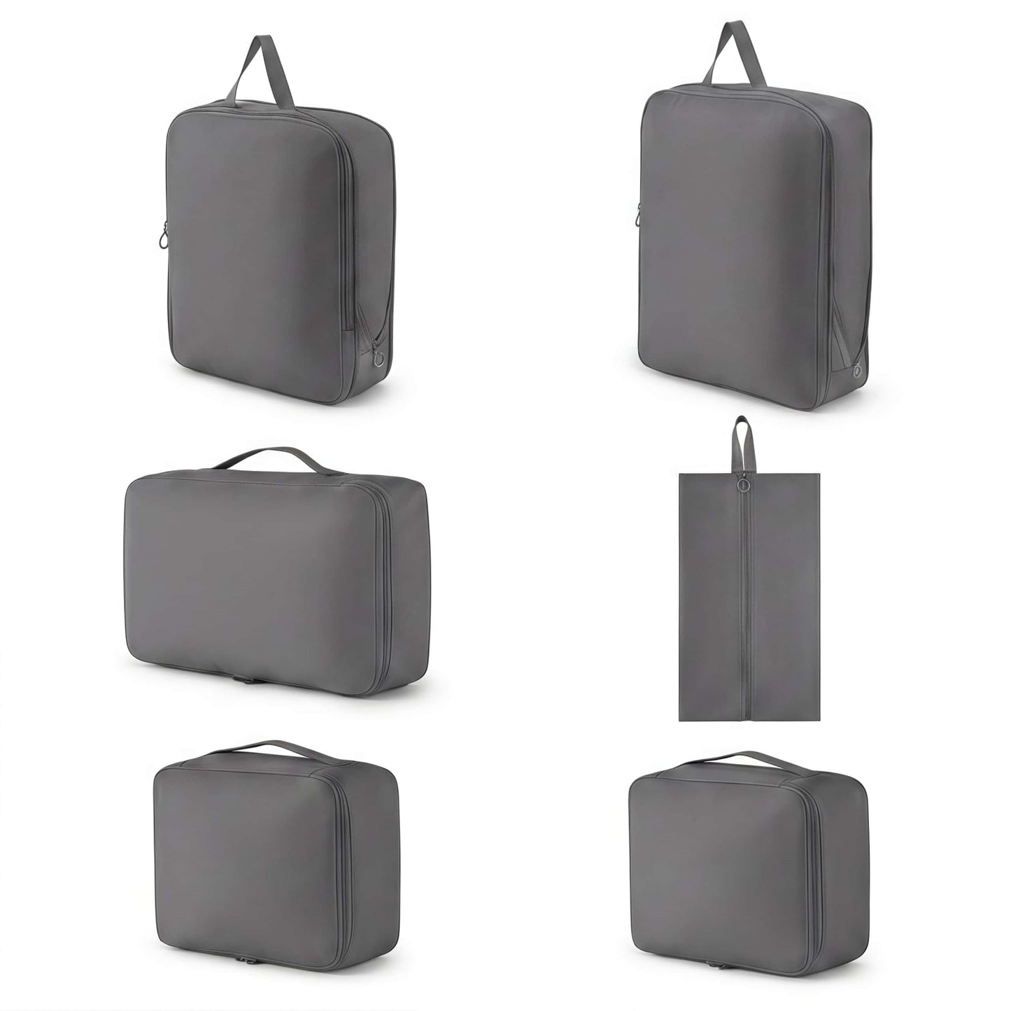 6-Piece Compression Packing Cubes Set - Water-Resistant Travel Luggage Organizers with Shoe Bag