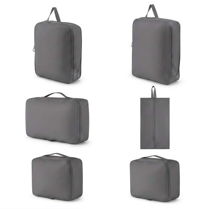 6-Piece Compression Packing Cubes Set - Water-Resistant Travel Luggage Organizers with Shoe Bag