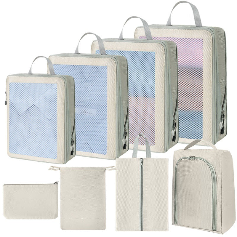 Compression Packing Cubes Set for Travel Luggage - Water-Repellent Organizers with Shoe Bags & Pouches