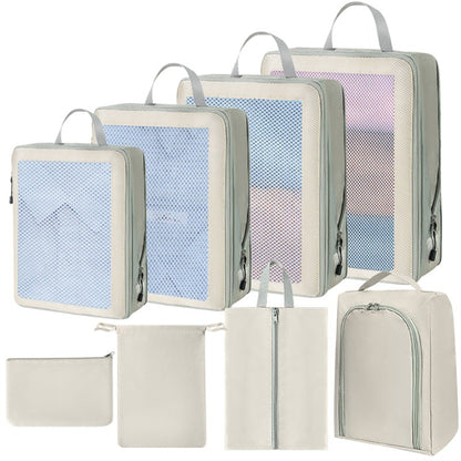 Compression Packing Cubes Set for Travel Luggage - Water-Repellent Organizers with Shoe Bags & Pouches
