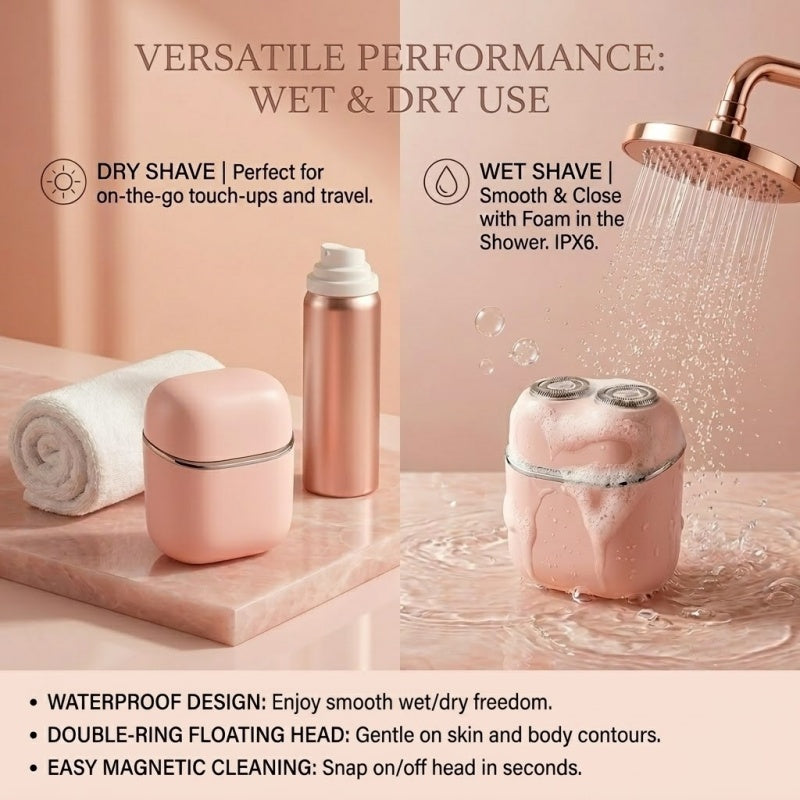 Women's Mini Portable Electric Shaver - IPX6 Waterproof, Wet & Dry Use, Type-C Rechargeable