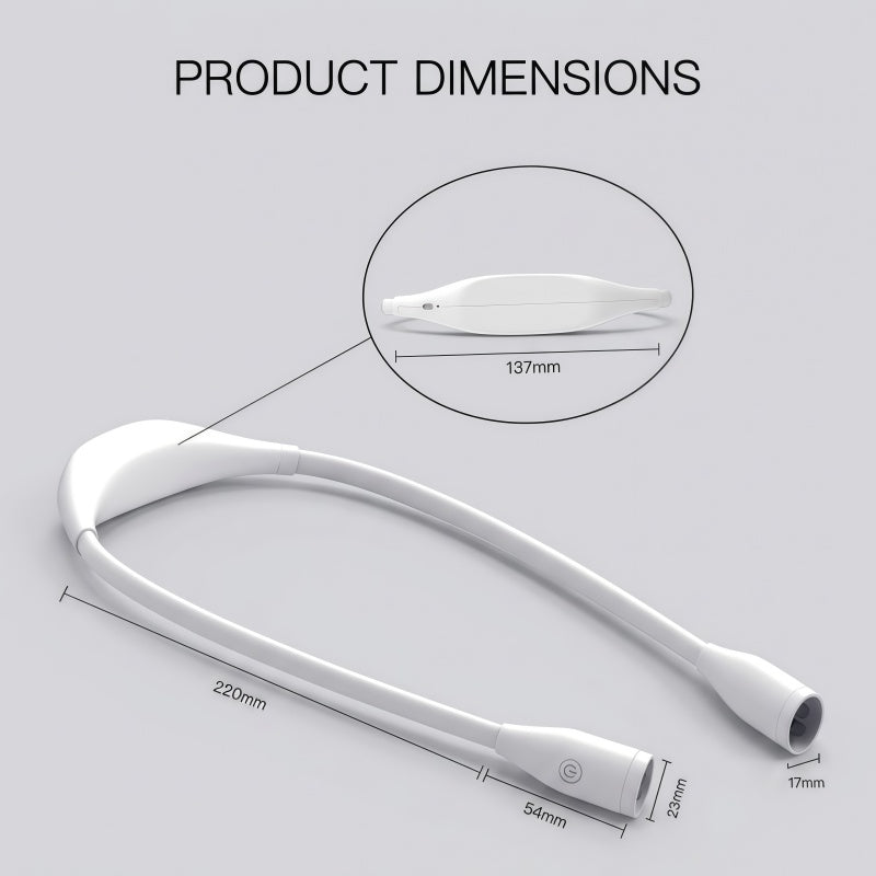Rechargeable LED Neck Reading Light – Hands-Free Flexible Gooseneck Book Light with 3 Color Modes & Stepless Dimming