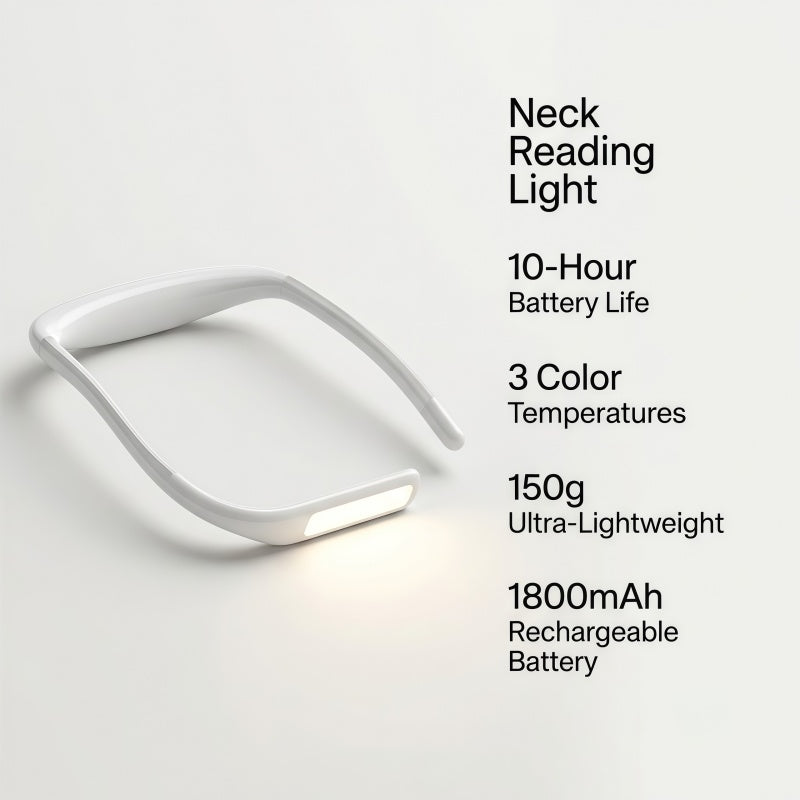 2-in-1 Flexible LED Neck Reading Light & Desk Lamp – Rechargeable, Stepless Dimming, 3 Color Temperatures