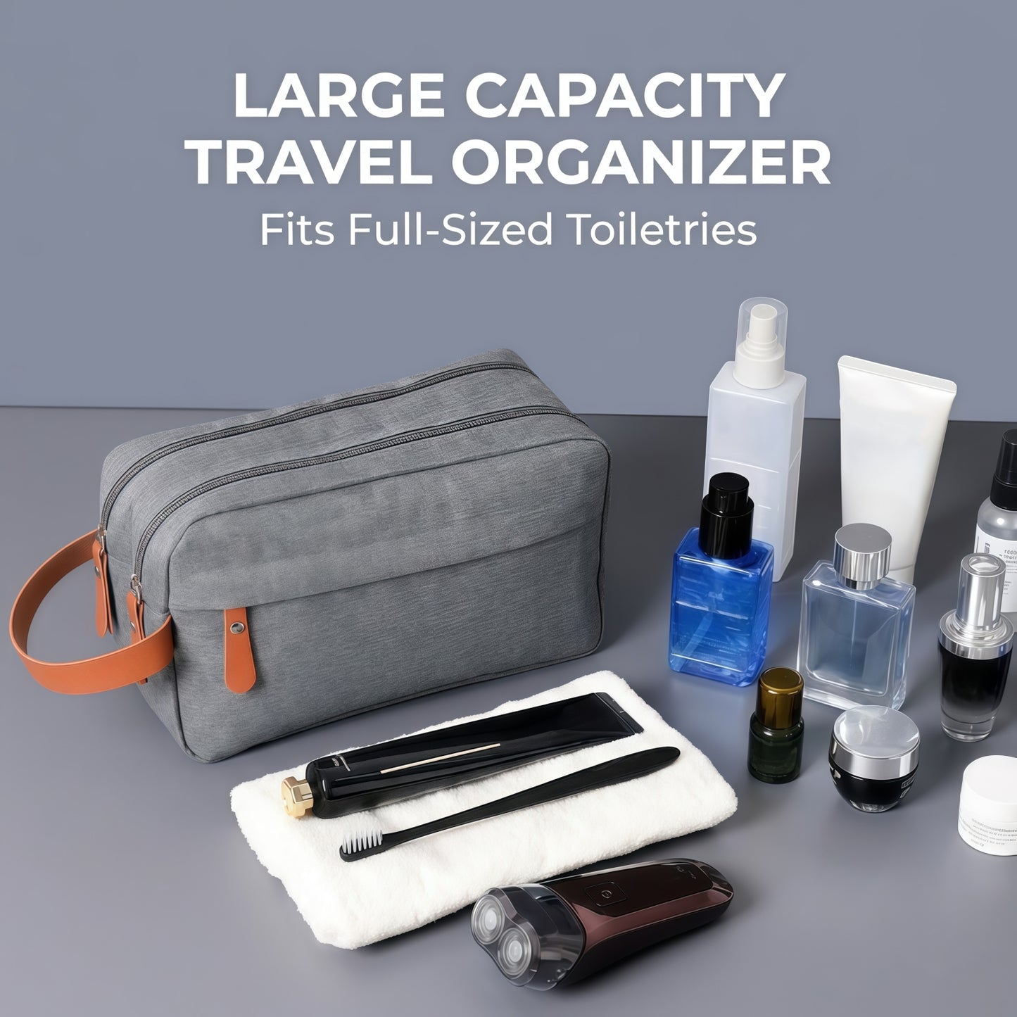 Water-Resistant Men's Toiletry Bag - Dual Compartment Travel Organizer & Dopp Kit