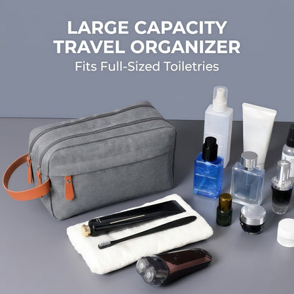 Water-Resistant Men's Toiletry Bag - Dual Compartment Travel Organizer & Dopp Kit