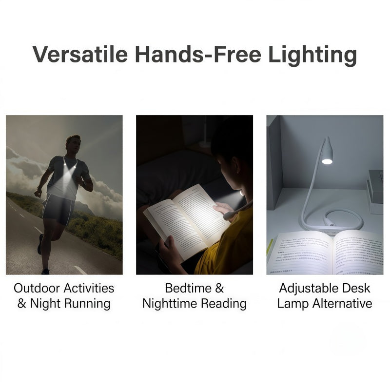 Rechargeable LED Neck Reading Light – Hands-Free Flexible Gooseneck Book Light with 3 Color Modes & Stepless Dimming