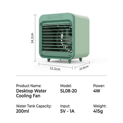 Portable Desktop Air Cooler Fan – USB Rechargeable Evaporative Air Conditioner with Top-Fill Water Tank, 3 Speeds & Ultra-Quiet Operation