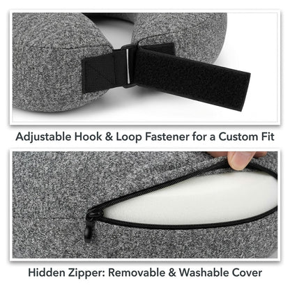 Ergonomic High-Density Memory Foam Travel Neck Pillow with 360° Support, Breathable Mesh & Travel Pouch