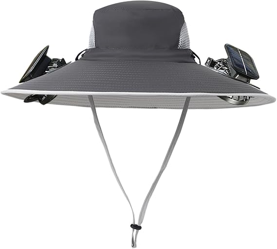 Unisex UPF 50+ Wide Brim Solar Cooling Fan Sun Hat with USB Charging & Breathable Mesh