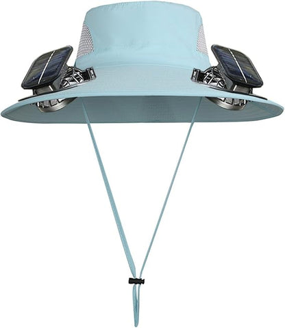 Unisex UPF 50+ Wide Brim Solar Cooling Fan Sun Hat with USB Charging & Breathable Mesh