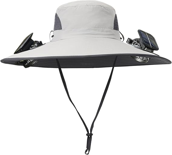 Unisex UPF 50+ Wide Brim Solar Cooling Fan Sun Hat with USB Charging & Breathable Mesh
