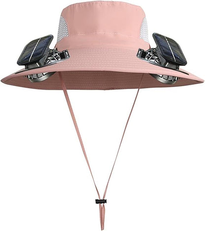 Unisex UPF 50+ Wide Brim Solar Cooling Fan Sun Hat with USB Charging & Breathable Mesh