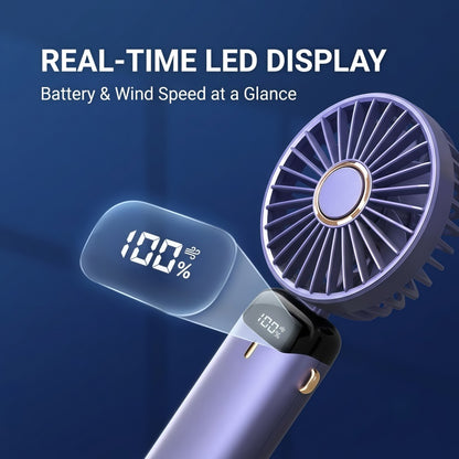 Portable Handheld Fan – 10000mAh USB-C Rechargeable Mini Fan with Smart LED Display, 5 Speeds, 90° Foldable Neck & Aroma Diffuser