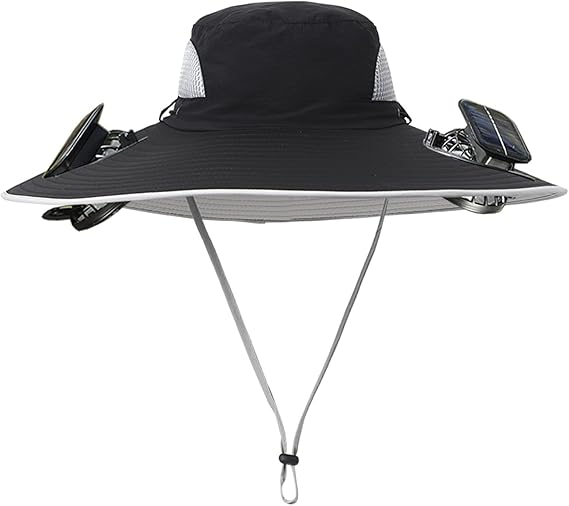 Unisex UPF 50+ Wide Brim Solar Cooling Fan Sun Hat with USB Charging & Breathable Mesh
