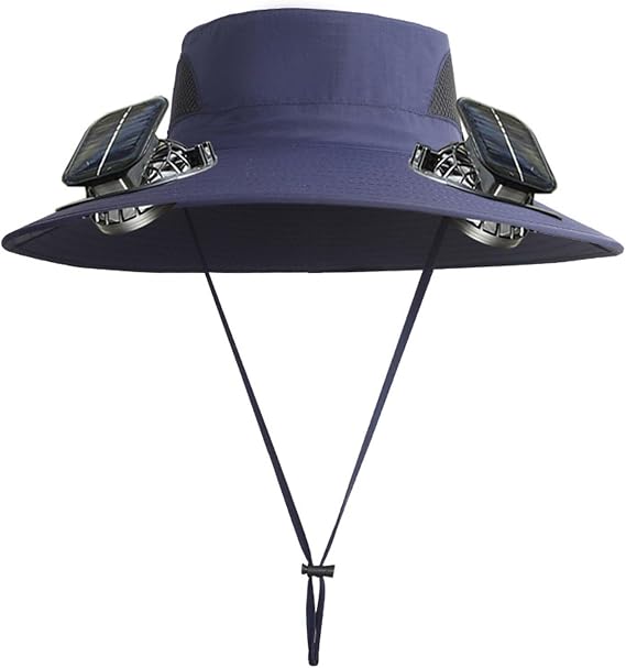 Unisex UPF 50+ Wide Brim Solar Cooling Fan Sun Hat with USB Charging & Breathable Mesh