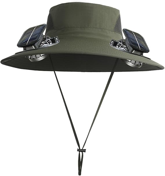 Unisex UPF 50+ Wide Brim Solar Cooling Fan Sun Hat with USB Charging & Breathable Mesh