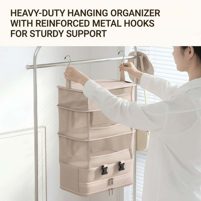 5-Tier Foldable Hanging Travel Packing Organizer | Portable Luggage Packing Cube & Closet System
