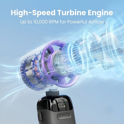 Portable Handheld Turbo Fan with Semiconductor Cooling Plate, 199 Stepless Speeds, 3000mAh Rechargeable Foldable Personal Desk Fan with LED Display