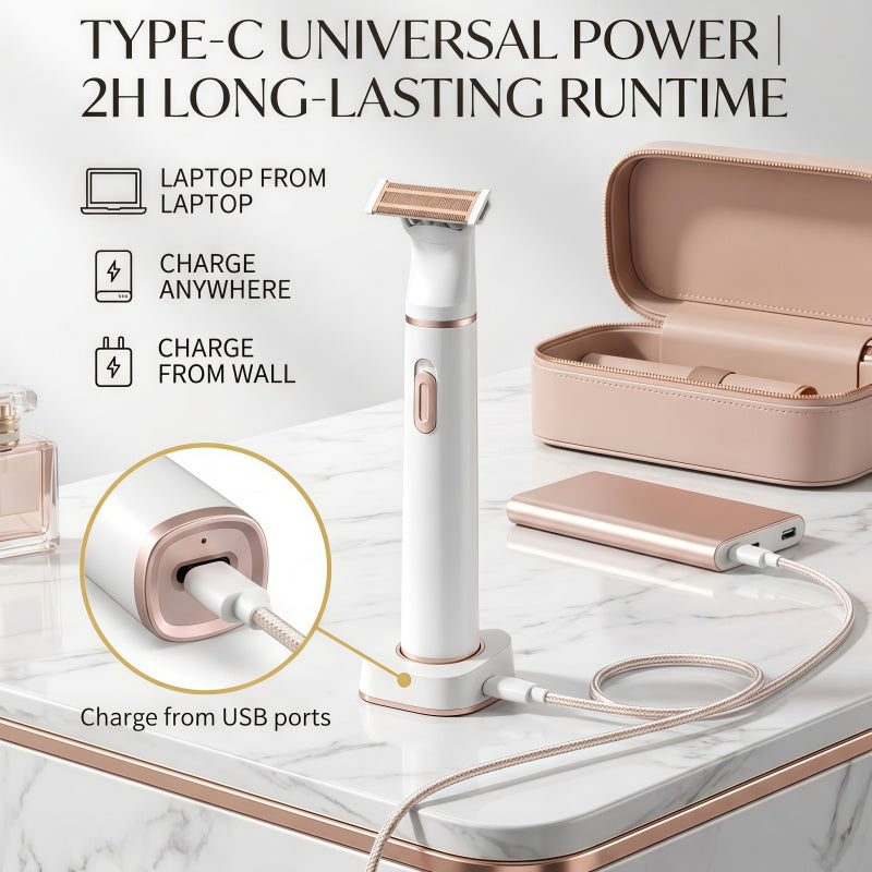 Women's 5-in-1 Electric Shaver and Hair Trimmer Grooming Kit, Type-C Rechargeable