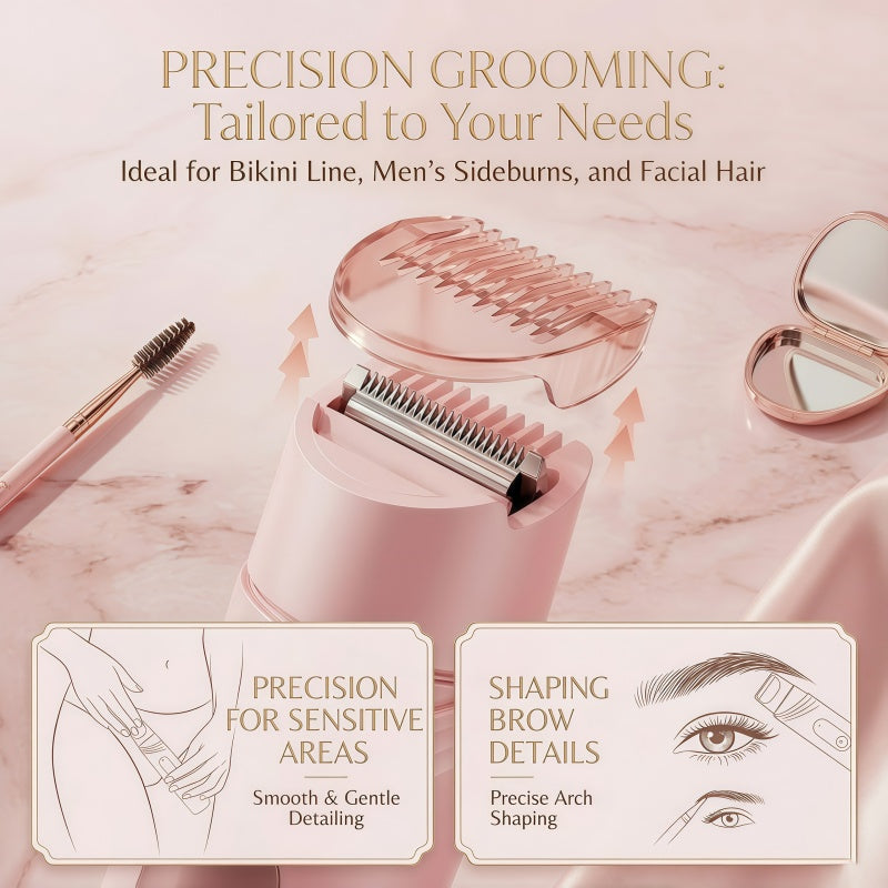 2-in-1 Women's Electric Shaver & Trimmer Kit - Rechargeable Grooming System with LED Display, IPX4 Waterproof Heads, and Type-C Fast Charging