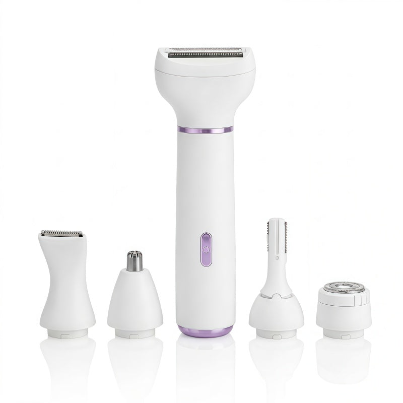 5-in-1 Electric Personal Grooming Kit for Women - IPX7 Waterproof Shaver & Trimmer Set for Face, Bikini, and Body