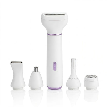 5-in-1 Electric Personal Grooming Kit for Women - IPX7 Waterproof Shaver & Trimmer Set for Face, Bikini, and Body