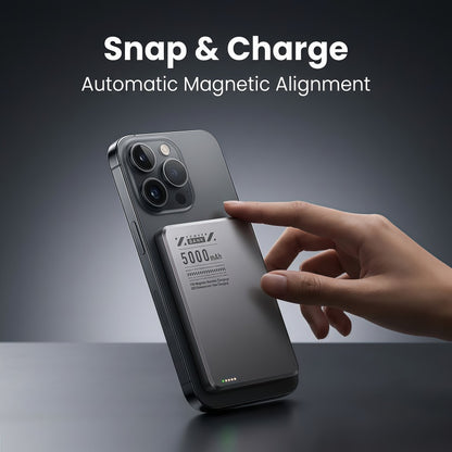 Ultra-Slim 5000mAh Magnetic Wireless Power Bank - 15W Wireless & 20W USB-C PD Fast Charging