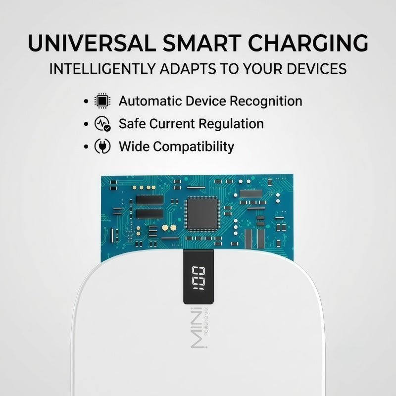 10000mAh Mini Portable Power Bank – Ultra-Compact External Battery Charger with Digital LED Display