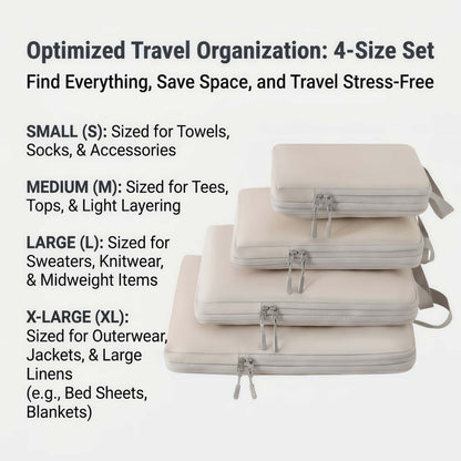 Compression Packing Cube Set - Water-Resistant Travel Luggage Organizers
