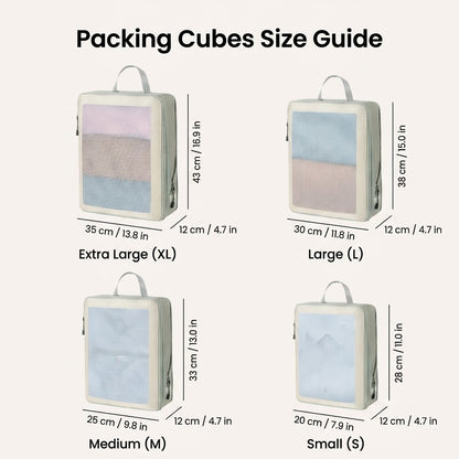 Compression Packing Cubes Set for Travel Luggage - Water-Repellent Organizers with Shoe Bags & Pouches