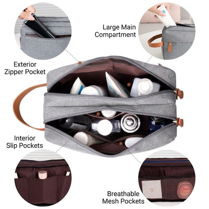 Water-Resistant Men's Toiletry Bag - Dual Compartment Travel Organizer & Dopp Kit