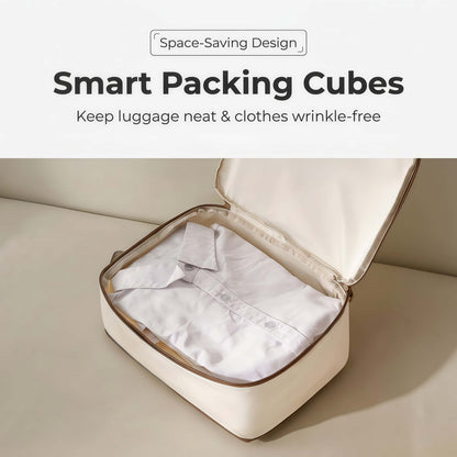 6-Piece Compression Packing Cubes Set for Travel Luggage - Water-Resistant Organizer Bags with Shoe and Cosmetic Pouch