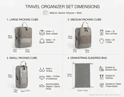 6-Piece Compression Packing Cubes Set for Travel, Lightweight Luggage Organizer Bags