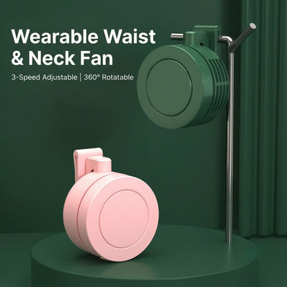 Portable Clip-On Personal Fan - Hands-Free Wearable Waist & Neck Cooling Fan, 3-Speed 360° Rotatable Rechargeable Airflow