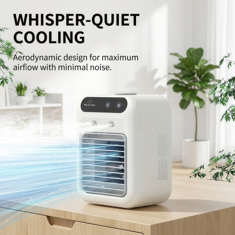 Portable Misting Desk Fan, 500ml Evaporative Air Cooler with Smart Touch Screen & 2 Speeds
