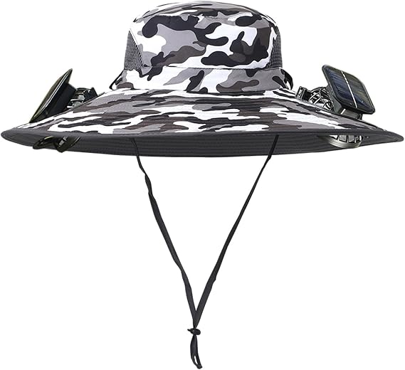 Unisex UPF 50+ Wide Brim Solar Cooling Fan Sun Hat with USB Charging & Breathable Mesh