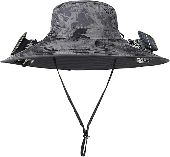 Unisex UPF 50+ Wide Brim Solar Cooling Fan Sun Hat with USB Charging & Breathable Mesh