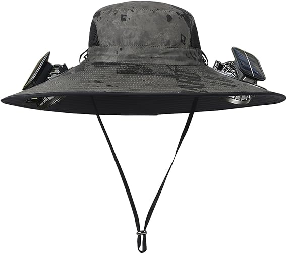 Unisex UPF 50+ Wide Brim Solar Cooling Fan Sun Hat with USB Charging & Breathable Mesh