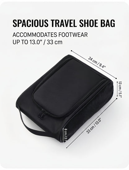 Portable Travel Shoe Bag Organizer with Breathable Mesh Panels - Black