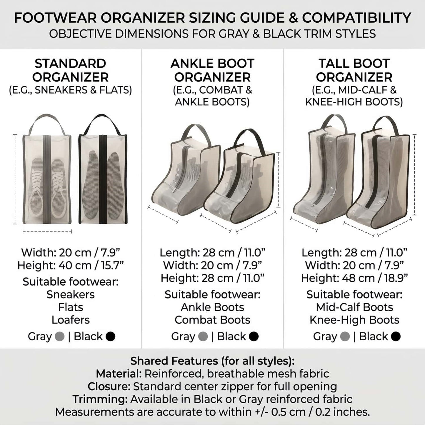Translucent Mesh Shoe & Boot Storage Bags - Dust-Proof Closet Organizer with Zipper