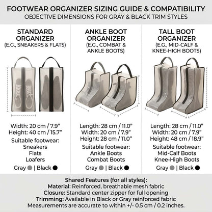 Translucent Mesh Shoe & Boot Storage Bags - Dust-Proof Closet Organizer with Zipper