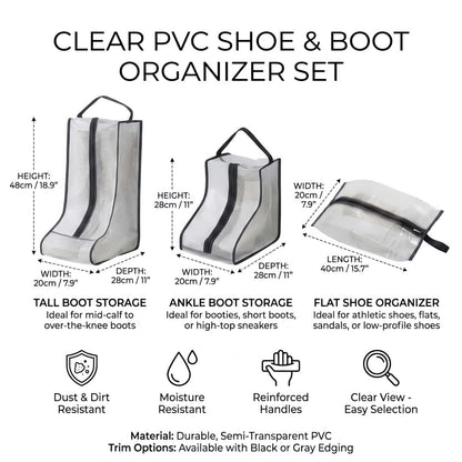 Translucent Mesh Shoe & Boot Storage Bags - Dust-Proof Closet Organizer with Zipper